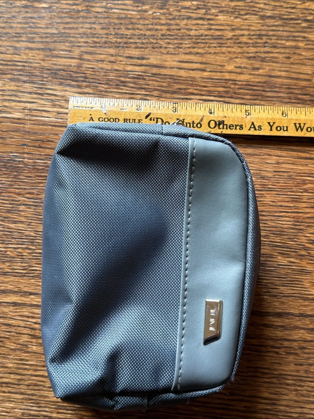 Small Tumi Gray Men's Toiletry Pouch with Silver Accent